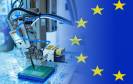 Chip-Produktion mit EU-Flagge im Hintergrund