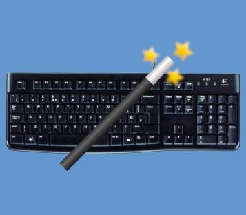 Symbolbild zeigt eine Tastatur, darüber einen Zauberstab
