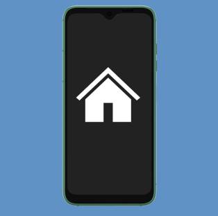 Auf einem Smartphone ist ein grosses Home-Symbol abgebildet