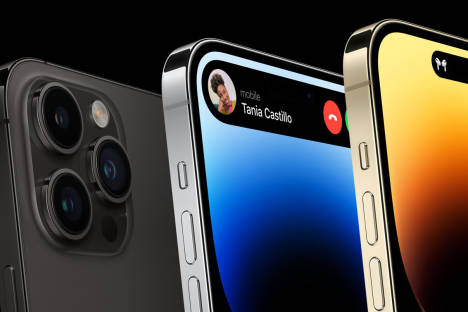 Drei iPhones der neusten Generation nebeneinander