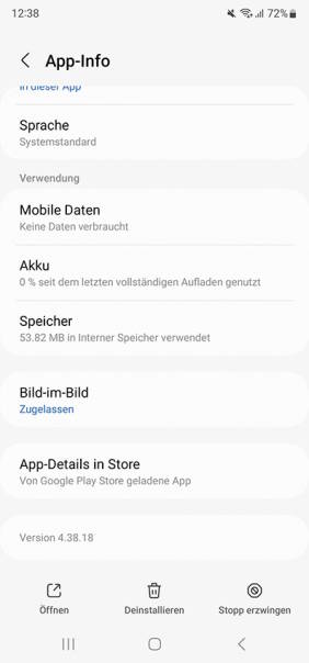 Screenshot App-Informationen