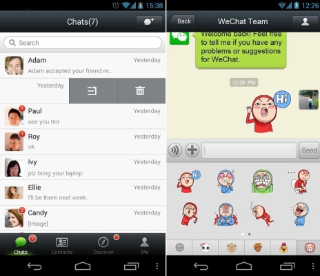 WeChat - Mit der chinesischen App WeChat nutzen Sie Instant Messaging, Gruppenchats und eine Walkie-Talkie-Funktion für bis zu 40 Kontakte. Ob Ihre Daten hinter der großen Mauer sicherer sind als in Zuckerbergs Big-Data-Safe bleibt fraglich.