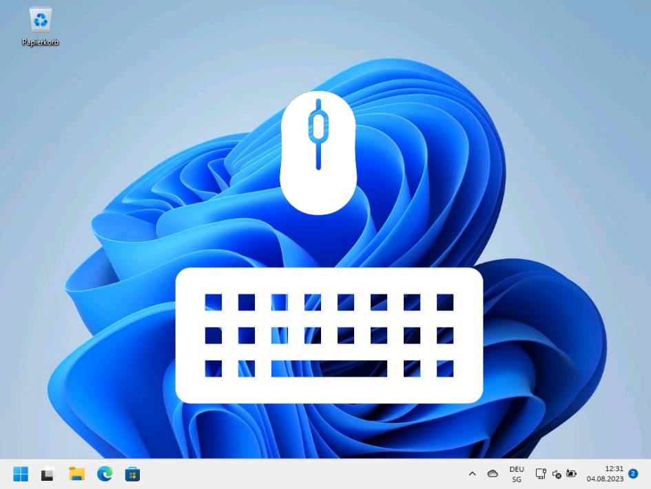 Piktogramm einer Maus und einer Tastatur auf einem Windows-11-Desktop