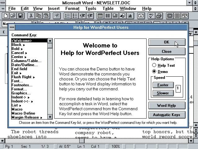 Microsoft Word for Windows 2.0 Help for WordPerfect Users (1991)