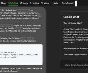 ChatGPT steckt jetzt auch in Ecosia