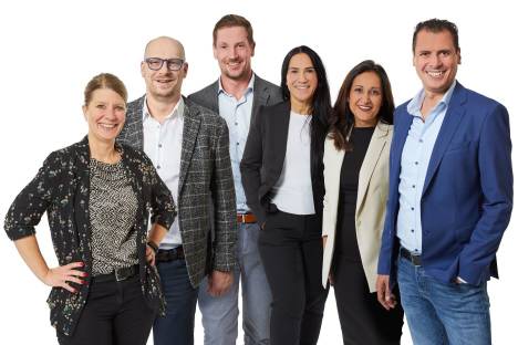 Das Channel-Team: Sabrina Breidert, Janko Schneider, Daniel Kaiser, Arzu Dogan, Jennifer Fritsch und Merano Mettbach (v.l.n.r.)