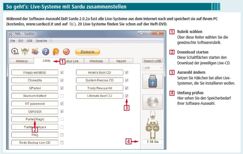 So gehts: Live-Systeme mit Sardu zusammenstellen (Bild 2).