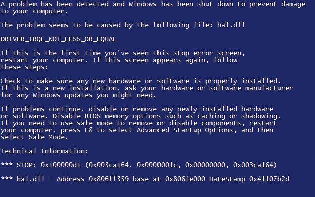 Kein Neustart nach Absturz: Einen Bluescreen wie diesen bekommen Sie unter Windows 7 fast nie zu Gesicht. Denn Windows 7 startet in solchen Fällen einfach automatisch neu.