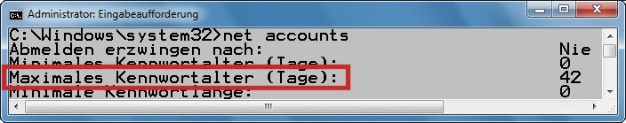 Ablaufdatum von Kennwörtern: Wie lange Kennwörter für Benutzerkonten gültig sind, verrät Windows 7 nur umständlich über die Kommandozeile.
