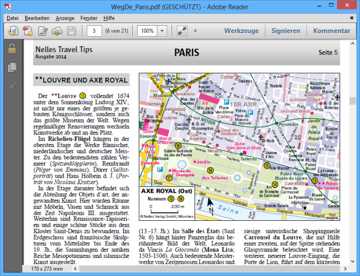 Reiseführer für Paris: So wie in diesem Beispiel sehen die 20 E-Books aus. Als PDF-Dateien lassen sie sich auf vielen Geräten anzeigen.