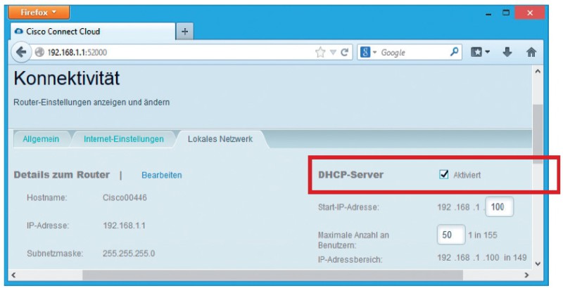 DHCP einrichten: Aktivieren Sie den DHCP-Server in Ihrem Router. Dann erhalten alle Geräte in Ihrem Heimnetz automatisch eine IP-Adresse und Zugriff auf das Internet.