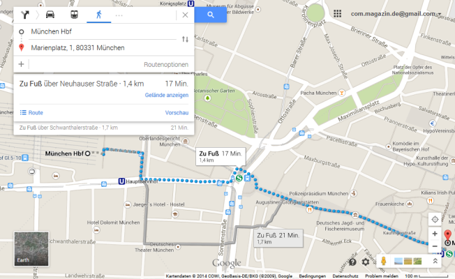 Auto? Fahrrad? Straßenbahn? Ganz gleich welches Verkehrmittel Sie wählen, Google Maps findet den idealen Weg zu Ihrem Ziel und zeigt dabei auch die besten Alternativrouten auf der Karte.