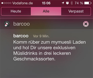 Die Beacon-Technologie sendet Werbebotschaften direkts aufs Smartphone, wenn man sich zum Beispiel in der Nähe eines Ladens aufhält. In einem Müsli-Laden in München wird es schon ausprobiert.