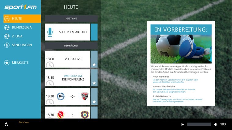 SPORT1.fm: Die Sport-App ist nun auch für Windows Phone und Windows 8 kostenlos erhältlich.