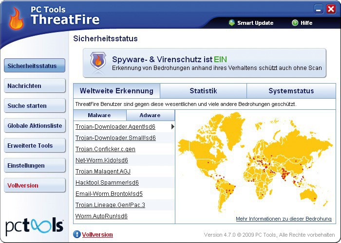 Threatfire: Das Sicherheits-Tool erkennt Viren am Verhalten. Es findet deshalb oft neue Viren, von denen es noch keine Signaturen gibt.