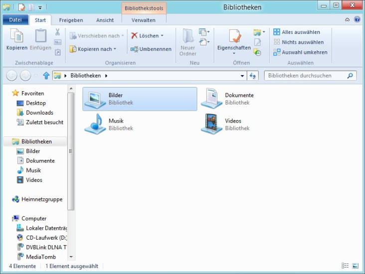 Der neue Windows-Explorer: In Windows 8 stattet Microsoft den Dateimanager mit der aus Office 2010 bekannten Ribbon-Oberfläche aus (Bild 2).