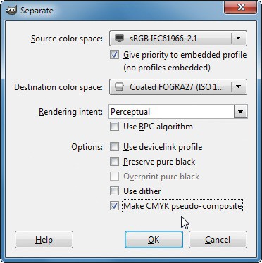 Separate+: Dieses Plug-in für Gimp wandelt ein RGB-Bild in das CMYK-Farbprofil um, das Druckereien oft voraussetzen.