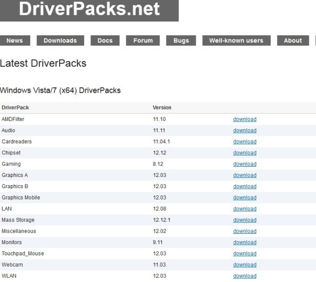 Treiber-Download: Die Webseite Driverpacks.net bietet Treiberpakete für die Hardware der gängigsten Hersteller.