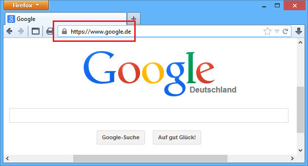 Verschlüsselte Google-Suche: Wenn Sie die Google-Webseite über die Adresse „https://www.google.de“ öffnen, dann werden Ihre Suchanfragen verschlüsselt übertragen.