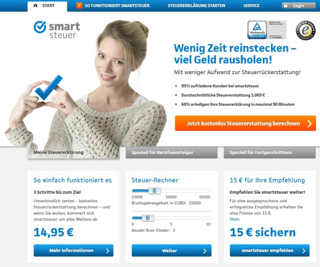 Smartsteuer.de: Die Web-App ist in zwei verschiedenen Versionen erhältlich.