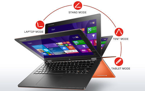 Die neuen Windows-Notebooks Lenovo Yoga 2 kommen mit 11,6 und 13 Zoll großem Bildschirm, Multimode-Funktionen und Multi-Touch-Unterstützung. Die Preise beginnen bei 600 Euro.