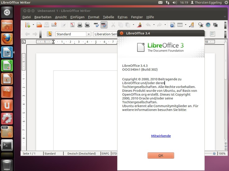 Office-Paket: Ubuntu 11.10 enthält LibreOffice in der aktuellen Version 3.4.3. Das Office-Paket besteht aus Textverarbeitung, Tabellenkalkulation, Präsentations- und Zeichenprogramm (Bild 5).