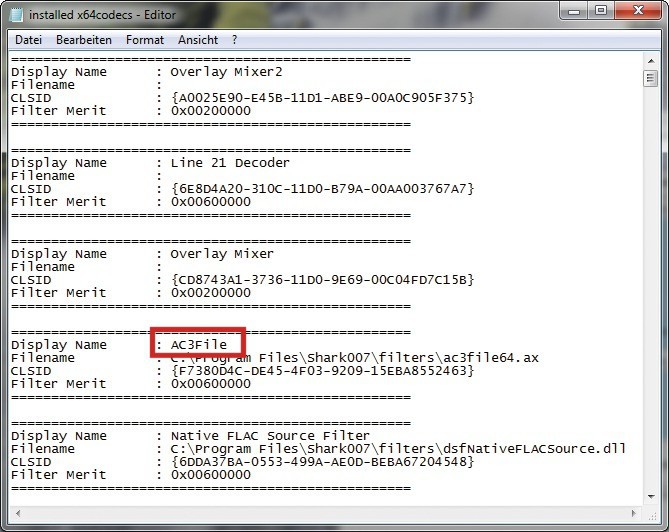 Codecs auflisten: Hier sehen Sie alle Codecs, die das Codec-Paket auf Ihrem
Rechner installiert hat (Bild 4).
