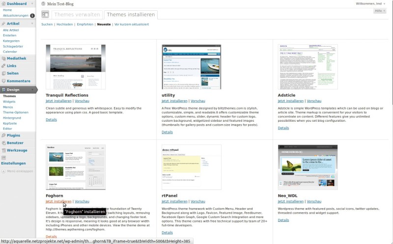 Neue Blog-Optik: Mit wenigen Klicks verpassen Sie Ihrem Wordpress-Blog ein neues Theme und damit ein völlig neues Aussehen (Bild 4).