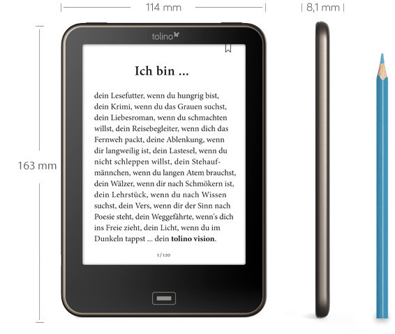 Tolino Vision: Der neue E-Book-Reader soll ein noch brillianteres Schriftbild haben und ist ab Ostern erhältlich.