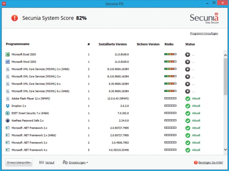 Secunia Personal Software Inspector: Secunia PSI prüft die Programme auf Ihrem PC, findet Updates und bietet die Möglichkeit, die Updates direkt einzuspielen.