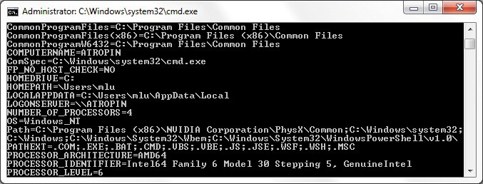 Kommandozeile: In der Zeile „NUMBER_OF_PROCESSORS“ gibt Windows die Anzahl der erkannten Prozessorkerne aus (Bild 6).