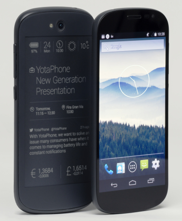 Yotaphone 2 - Der russische Hersteller bringt dieses Jahr die zweite Version seines ungewöhnlichen Smartphones, das ein zweites E-Reader-Display auf dem Rücken trägt, das jetzt auf der ganzen Fläche als Touchscreen funktioniert. Außerdem kommt ein schnell