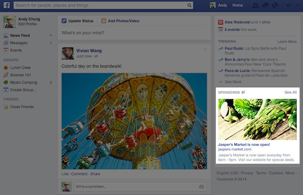 Neue Facebook-Werbung: So werden die größeren Bilder in der Seitenspalte aussehen.