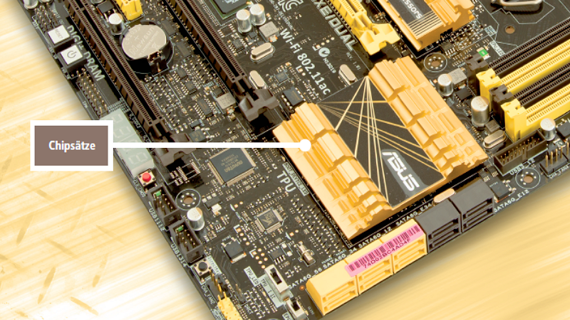 Chipsätze - Für Haswell gibt es nicht den einen, sondern sechs verschiedene Chipsätze. Der Chipsatz legt fest, wie viele USB und SATA-Schnittstellen das Mainboard haben kann, wie viele PCI-Express und Arbeitsspeichersteckplätze möglich sind und ob der Pro