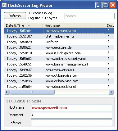 Protokolldatei: Hostsman erstellt eine Liste aller Internetadressen, deren Aufruf von Ihrem PC verhindert wurde (Bild 5).