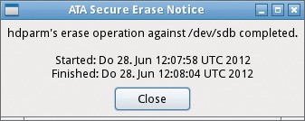 Secure Erase: In diesem Fall hat es sechs Sekunden gedauert, alle Speicherzellen der SSD zu löschen (Bild 4).