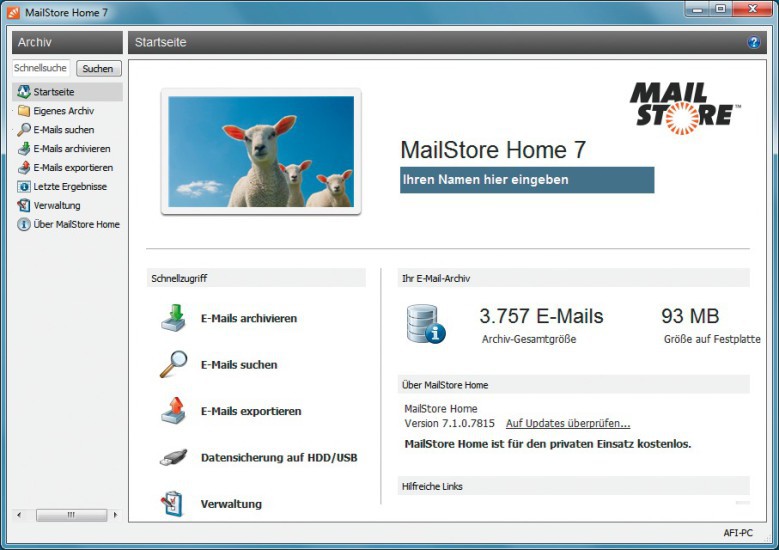 Mailstore Home: Vergessen Sie beim Retten Ihrer Daten nicht Ihre E-Mails. Das beste und am einfachsten zu bedienende Programm dafür ist Mailstore Home.