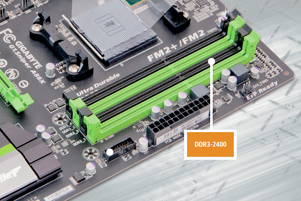 DDR3-2400 - Kaveri erfordert DDR3-Arbeitsspeicher. Die teureren Kaveri-Modelle unterstützen einen Takt von bis zu 2400 MHz, günstigere nur 2133 MHz. Die maximale Taktung wird auch durch das Mainboard begrenzt.