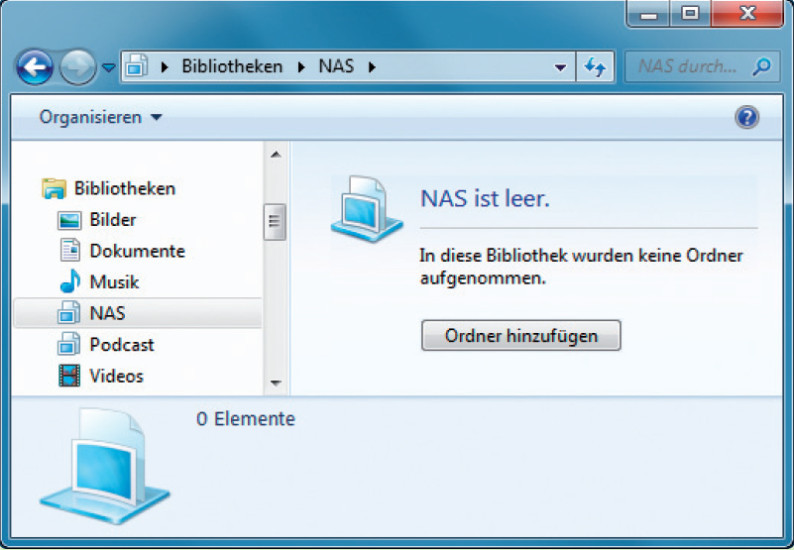 Netzlaufwerke schnell durchsuchen: Klicken Sie auf „Ordner hinzufügen“ und wählen Sie die Freigabe auf dem NAS aus. Die Dateisuche dauert dann künftig nur noch Sekunden.