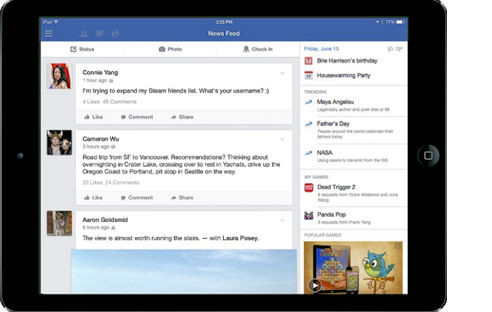 Fast ale iPad-Besitzer haben schon einmal auf ihrem Tablet gespielt. Facebook greift den Trend zum Gaming via Tablet auf und gestaltet seine iPad-App mit besonderem Fokus auf Spiele neu.