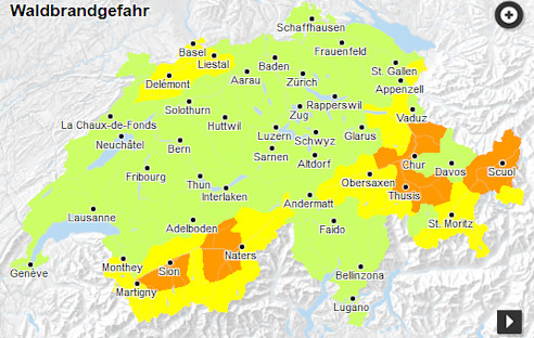 Das Schweizer Naturgefahrenportal zeigt Urlaubern und Anwohnern in einer übersichtlichen Kartendarstellung die aktuelle Naturgefahrenlage in der gesamten Schweiz.