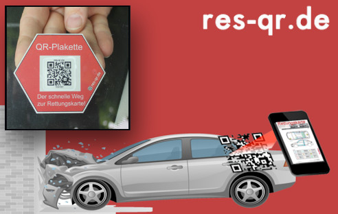 Ein kleiner Aufkleber mit QR-Code kann Leben retten. Die vom ADAC empfohlenen Sticker führen Rettungskräfte nach einem Autounfall zu Rettungskarten mit wichtigen Konstruktionsdetails des Fahrzeugs.