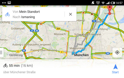 Google hat seine Navigations-App Google Maps aktualisiert. Die neue Version 8.2 lässt sich jetzt per Sprachbefehl steuern und zeigt auch Höhenprofile für Radfahrer an.