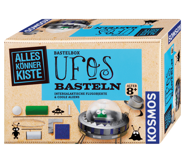 UFOs basteln - Ufos gibt's nicht? Mit diesem Bastelset werden Skeptiker eines Besseren belehrt. Die Bastel-Box "UFOs basteln von Kosmos" steckt voller Ideen, Metallic- und Glitzerfolie, um intergalaktische Flugobjekte zu zaubern.