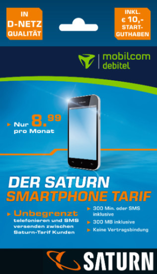 Smartphone-Tarif: Media Markt und Saturn setzen bei ihrem Prepaid-Angebot auf das D-Netz.