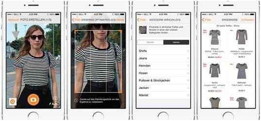 Stylethief 1.7: Die App analysiert Bilder und zeigt ähnliche Kleidung an, die sich dann in wenigen Schritten kaufen lässt.