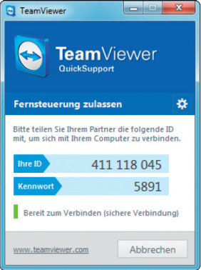 Teamviewer: Der Mitarbeiter muss nur die ID und das Kennwort an den Admin weitergeben.