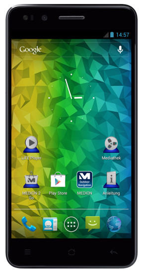 Medion Life P5004: Das Android-Smartphone mit Octa-Core-CPU soll im vierten Quartal 2014 zum Preis von 179 Euro auf den Markt kommen.