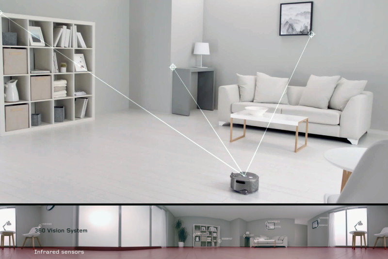 Staubsauger-Roboter: Der Dyson 360 Eye kartiert mit seiner 360°-Infrarot-Kamera seine Umgebung und orientiert sich anhand von Referenzpunkten im Raum.