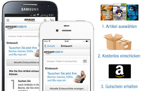 Amazon kauft in seinem Trade-In-Programm nun auch gebrauchte Smartphones, Handys und Tablets. Im Gegenzug erhalten die Kunden Gutscheine im Wert der gebrauchten Ware.